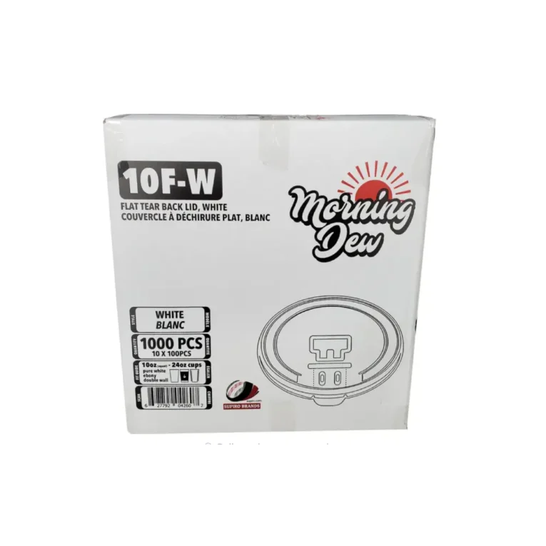 10-24oz Flat Tear Back Lids for 10-24oz Hot Paper Cups – White – Case 1