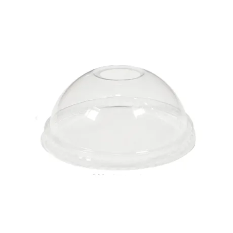 12oz Dome W/Hole PET Clear Lids for 12oz Clear PET Cups  - 50 Pack
