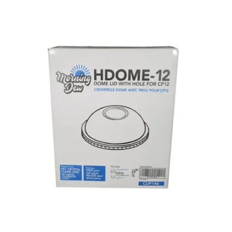 12oz Dome W/Hole PET Clear Lids for 12oz Clear PET Cups  - Case