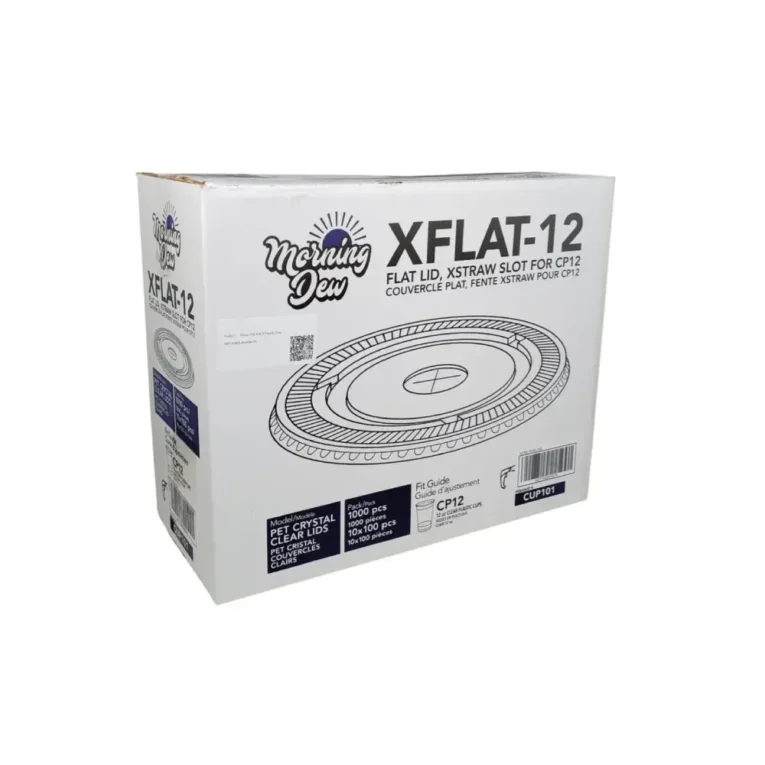 12oz X-Slot Flat Clear PET Lids for 12oz Clear PET Cups – Case 1