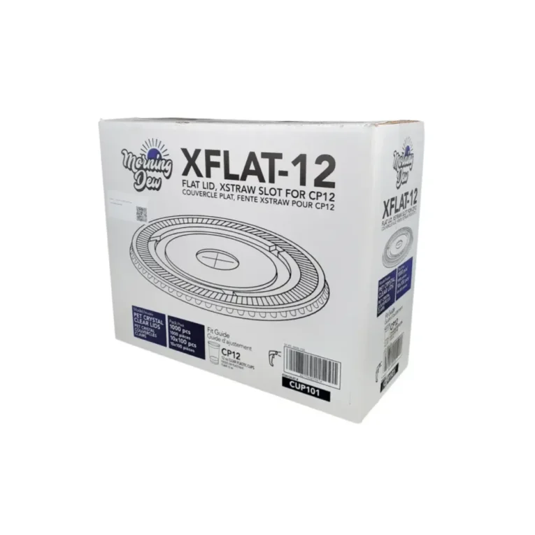 12oz X-Slot Flat Clear PET Lids for 12oz Clear PET Cups – Case 2