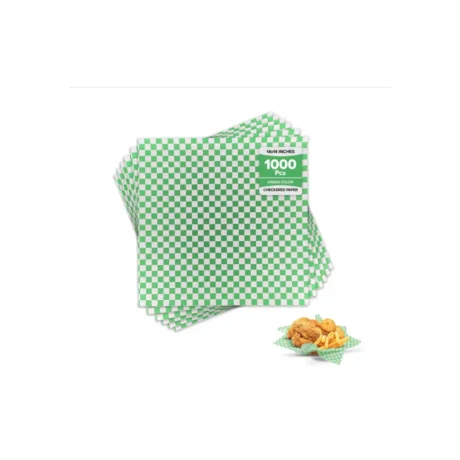 14" x 14" Checkered Grease Resistant Sandwich Paper - Green