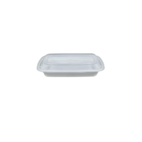 16oz Rectangle Plastic Container Combo - Value+, White, Case