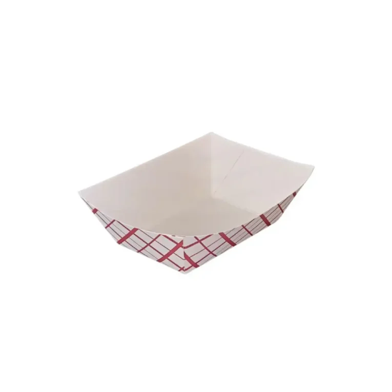 1lb Red & White Checkered Paper Food Trays 2