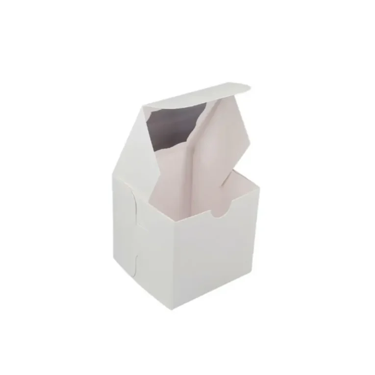 4 x 4 x 4 White Cupcake Boxes With Window Single