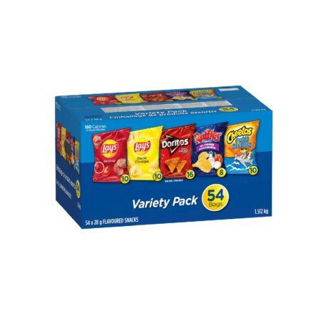 Lay's Ruffles Doritos Assorted Variety Pack - 54 x 28G, Case