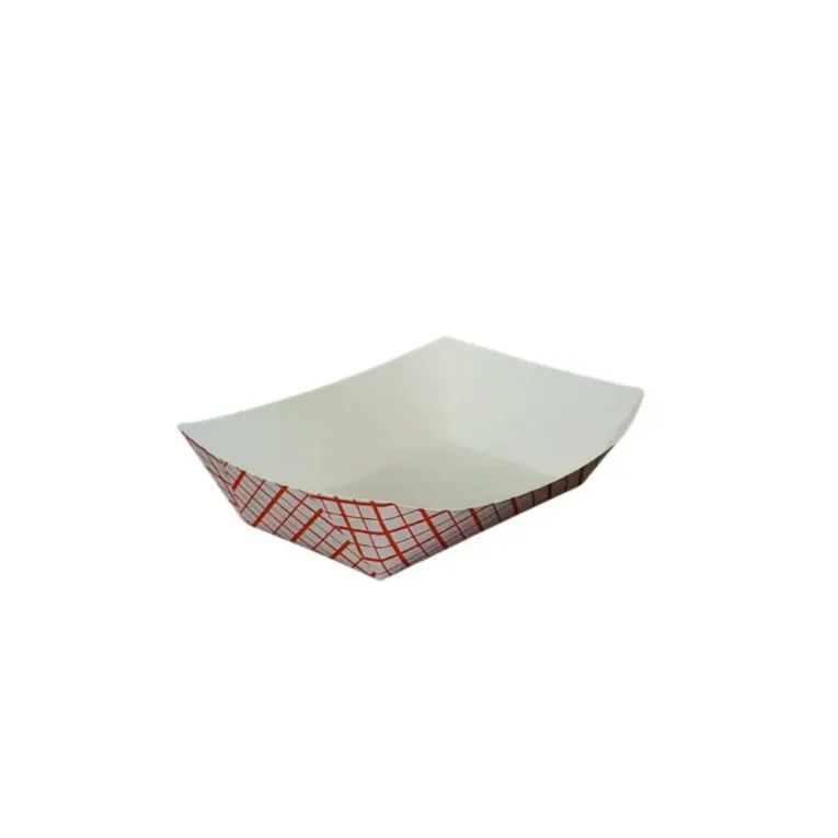 5lb Red & White Checkered Paper Food Trays 1