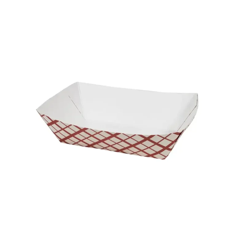 6oz Red & White Checkered Paper Food Trays 1