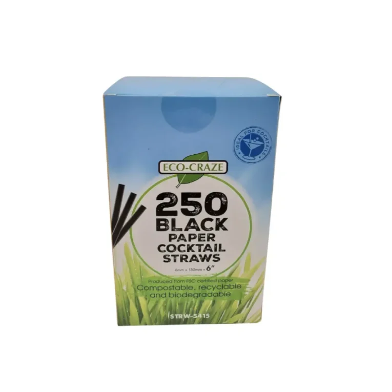 6″ Black Paper Cocktail Straw Bulk – 6mm – 250 Pack 1