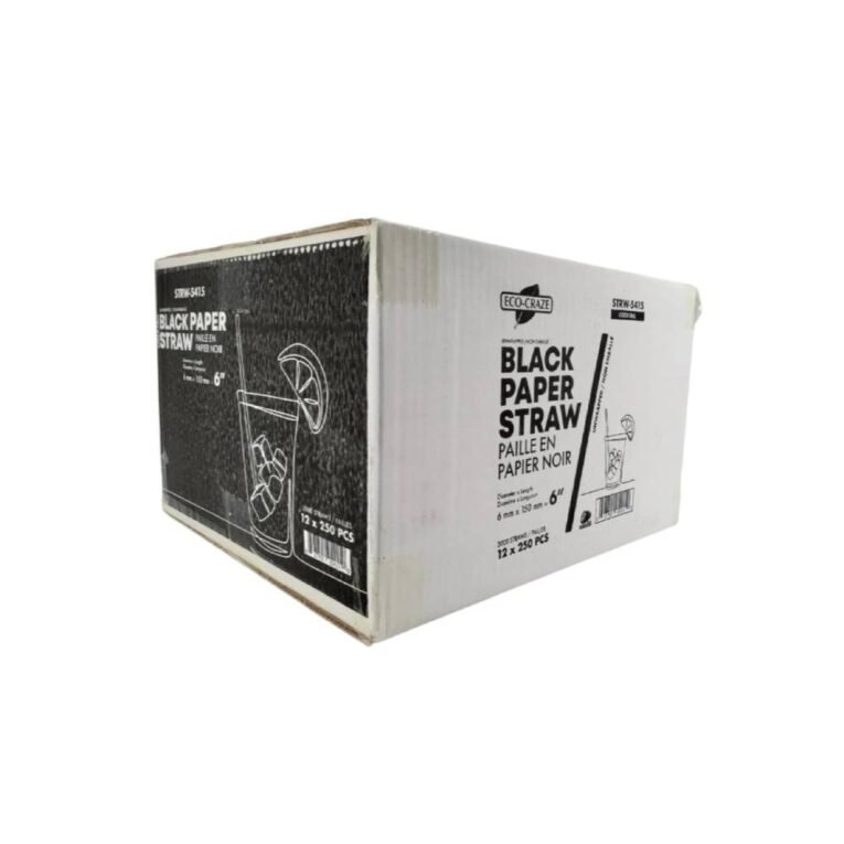 6″ Black Paper Cocktail Straw Bulk – 6mm – Case