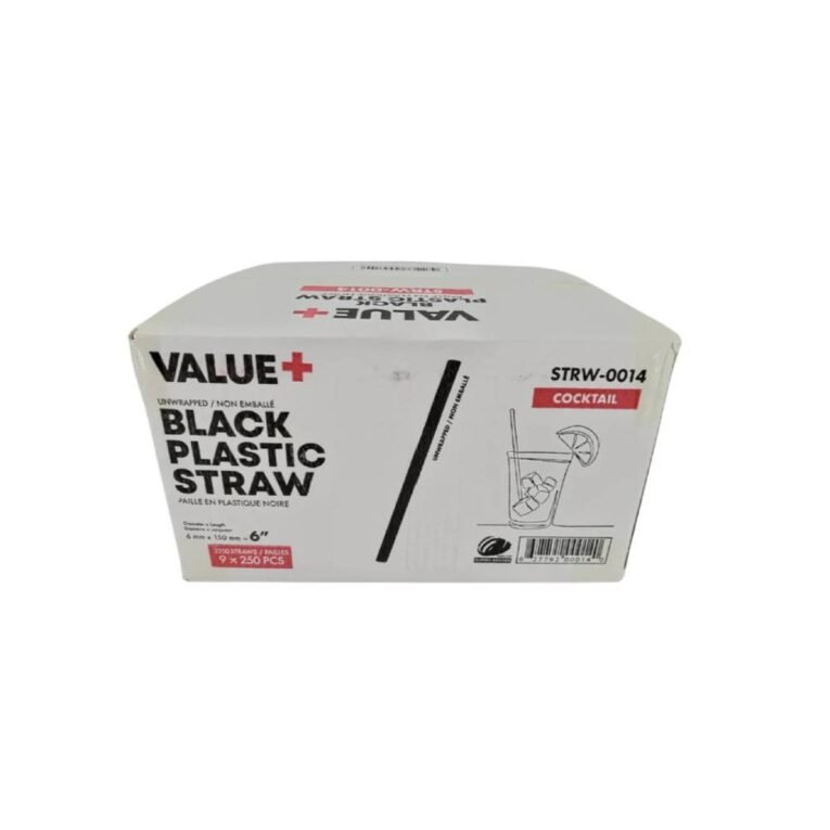 6″ Black Plastic Cocktail Straw Bulk – 6mm – Case 4