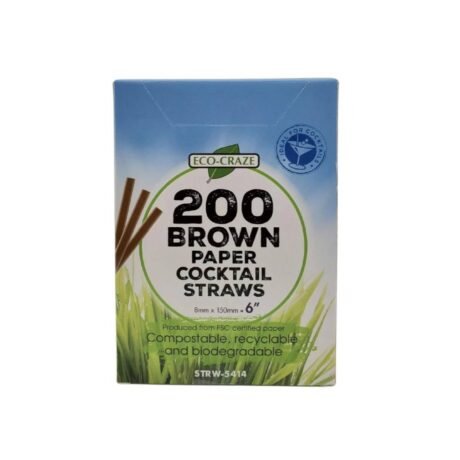 6" Brown Paper Cocktail Straw Bulk - 8mm - 200 Pack
