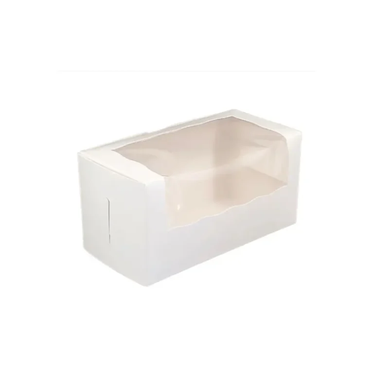 8 x 4 x 4 White Cupcake Boxes With Window Double 2