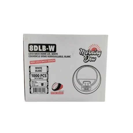 8oz Dome Lock Back Lids for 8oz Hot Paper Cups - White  - Case