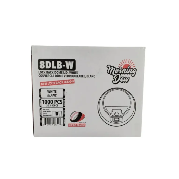 8oz Dome Lock Back Lids for 8oz Hot Paper Cups – White – case 1