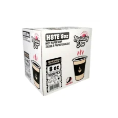 8oz Printed Ebony Hot Paper Cups - Morning Dew, Case