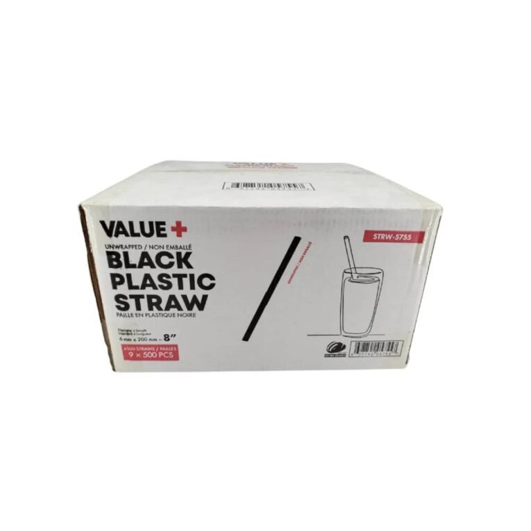 8″ Black Plastic Straw Bulk – 6mm - 1