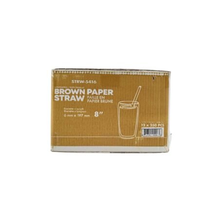 8" Brown Paper Milkshake Straw Bulk - 6mm - Case