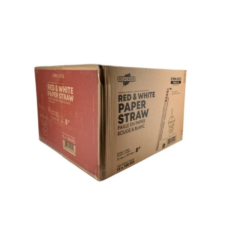 8″ Red & White Paper Bubbletea Straw Indiviudally Wrapped – Sharp End 12mm3