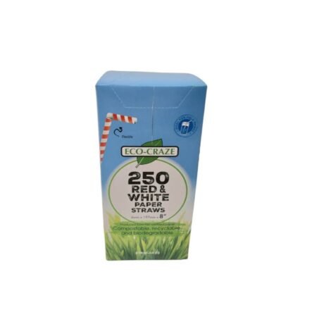 8" Red & White Paper Flexible Straw Bulk - 6mm - Case