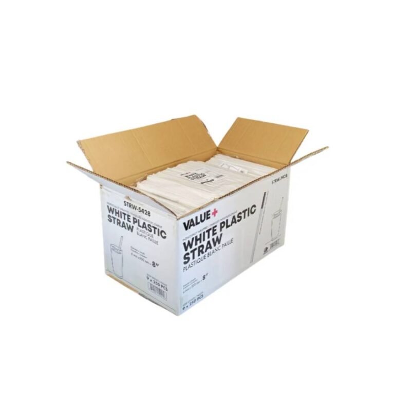 8″ White Plastic Milkshake Straw Individually Wrapped – 6mm – 2