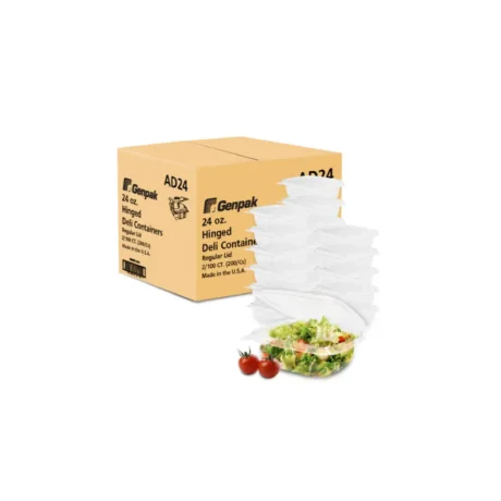Hinged Clear Deli Containers – 24oz, Genpak AD24, 100 Pack