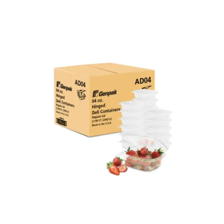 Hinged Clear Deli Containers – 4oz, Genpak AD4, 100 Pack