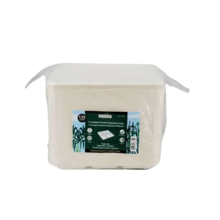 Bagasse 5-Compartment Rectangle Plates – 2