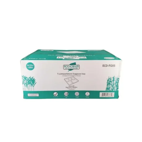Bagasse 5-Compartment Rectangle Plates  - Case