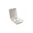 Bagasse Clamshell Food Container – Eco-Craze, 9″ x 9″ x 3″, Three Comp, 50 Pack