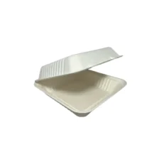 Bagasse Clamshell Food Container – Eco-Craze, 9″ x 9″ x 3″, Single Comp, Case - Case [200]