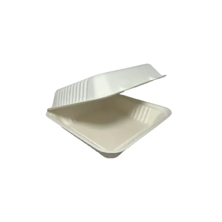 Bagasse 901 – 9 x 9 x 3 Clamshell Food Container – Single Comp – 25 Pack 1