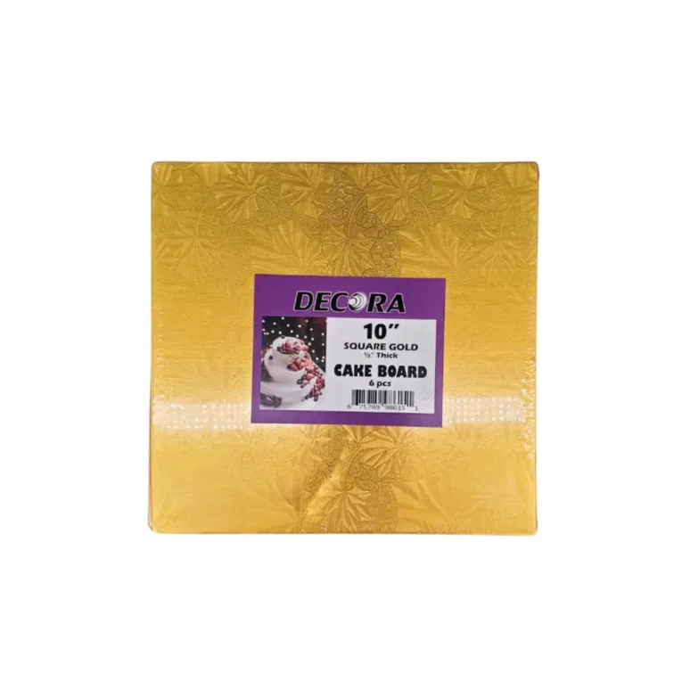 Decora 10″ x 10″ x 0.50″ Cake Board Square Gold 1