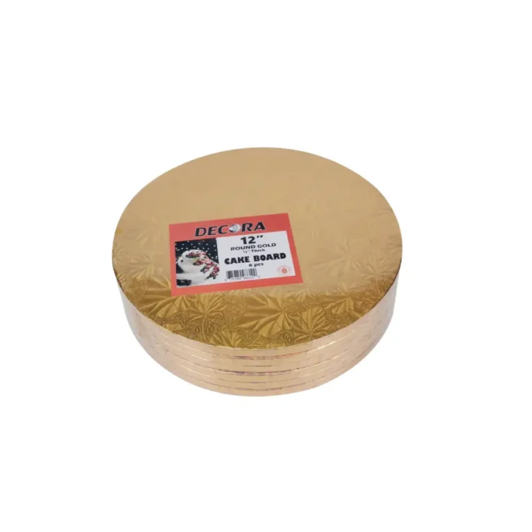 Decora 12″ x 0.50″ Cake Board Round Gold 1