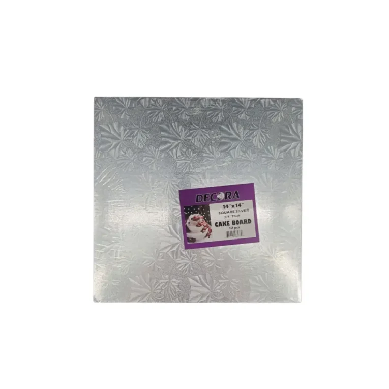 Decora 14″ x 14″ x 0.25″ Cake Board Square Silver 1