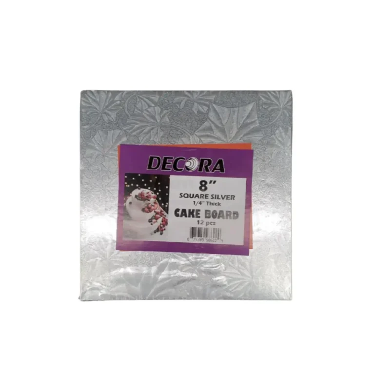 Decora 8″ x 8″ x 0.25″ Cake Board Square Silver 2
