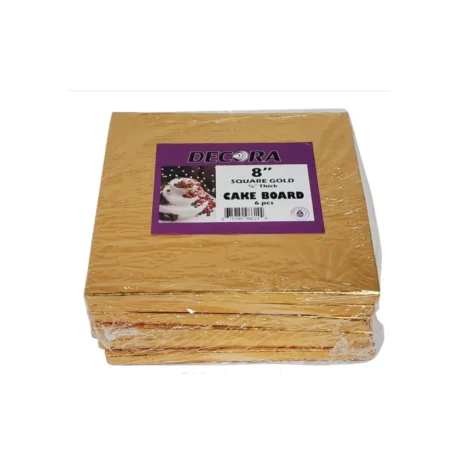 Decora 8" x 8" x 1/2" Cake Board Square Gold