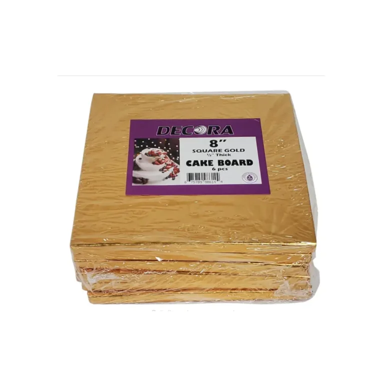 Decora 8″ x 8″ x 0.50″ Cake Board Square Gold 1