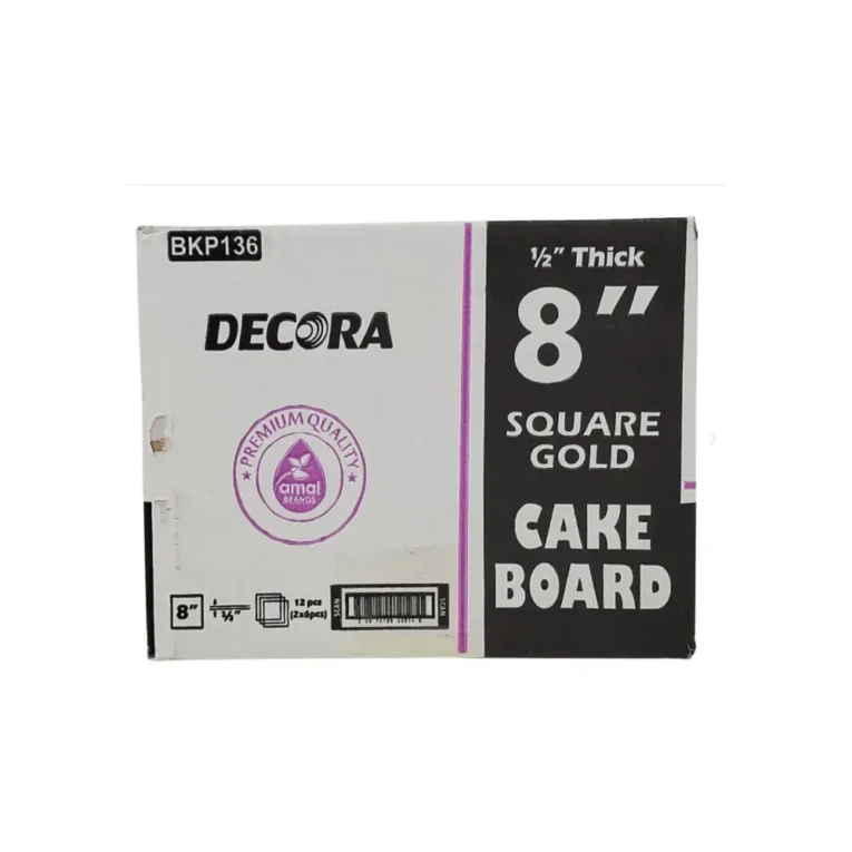 Decora 8″ x 8″ x 0.50″ Cake Board Square Gold 2