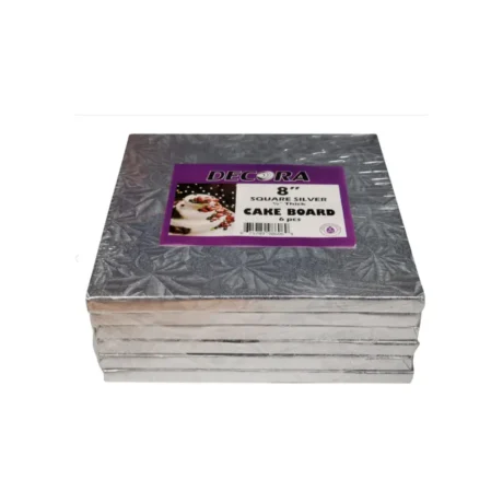 Decora 8" x 8" x 1/2" Cake Board Square Silver