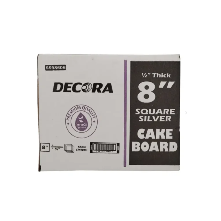 Decora 8″ x 8″ x 0.50″ Cake Board Square Silver 2