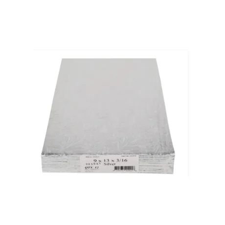 Decora 9" x  13" x 1/4" Cake Board Quarter Slab Silver