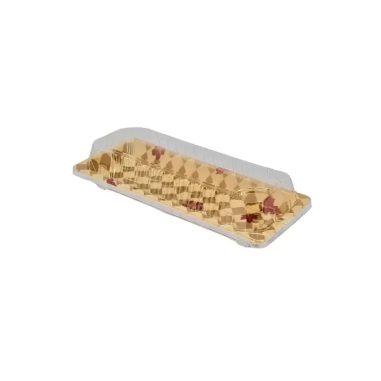 HQ-01 Sushi Tray Full Set – Gold Print Base & Clear Lid Combo 2