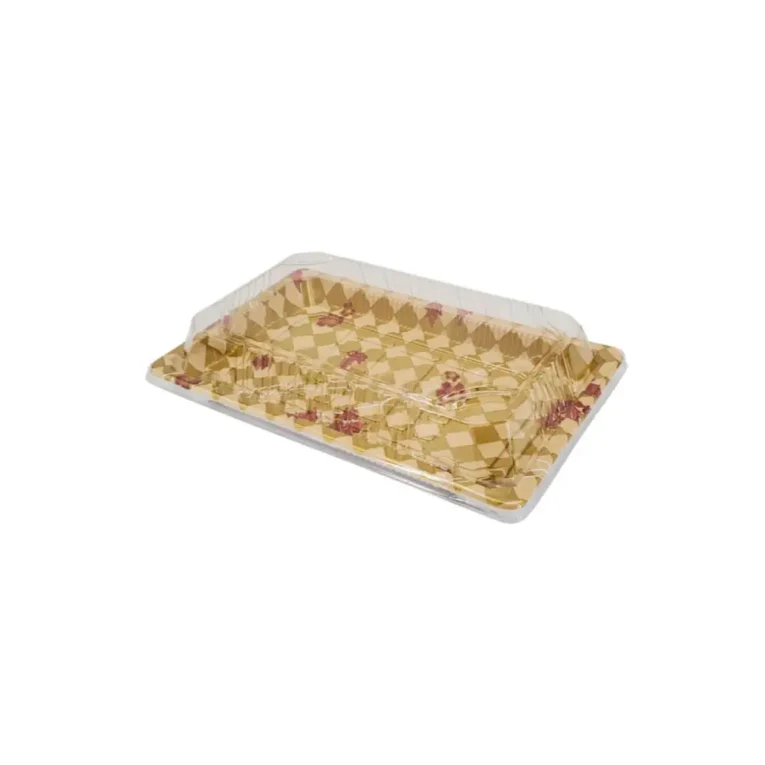 HQ-15 Sushi Tray Full Set – Gold Print Base & Clear Lid Combo 2