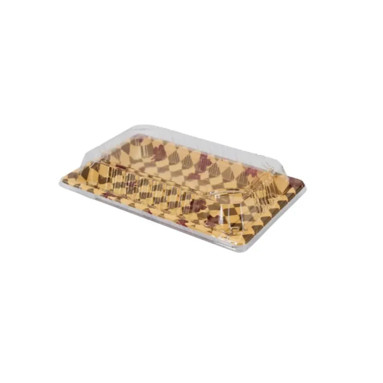 HQ-20 Sushi Tray Full Set – Gold Print Base & Clear Lid Combo 2