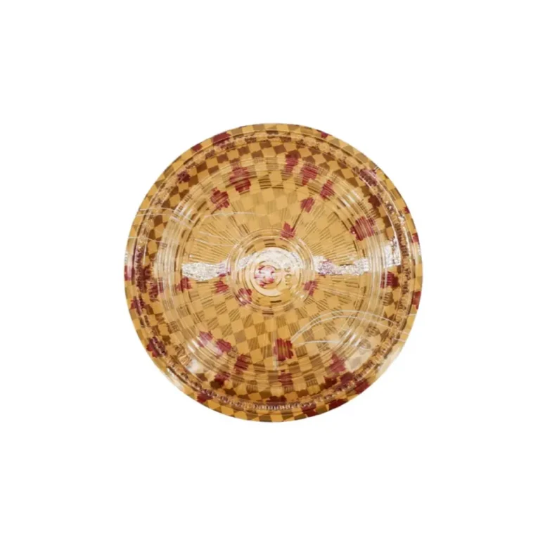 HQ-63 Round 13″ Sushi Party Trays – Gold Print Base & Clear Lid Combo 2