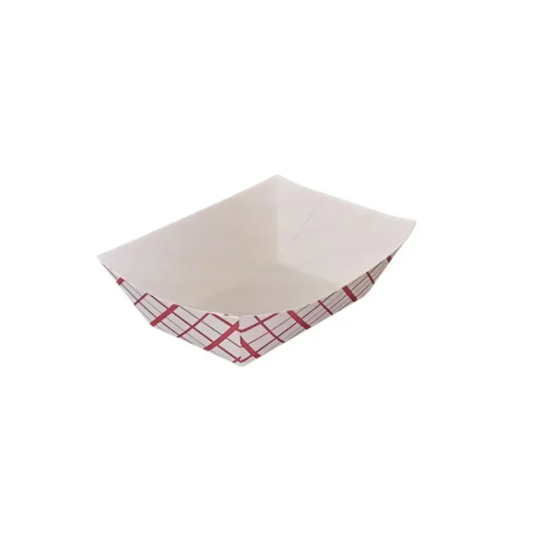 Half lb Red & White Checkered Paper Food Trays 1