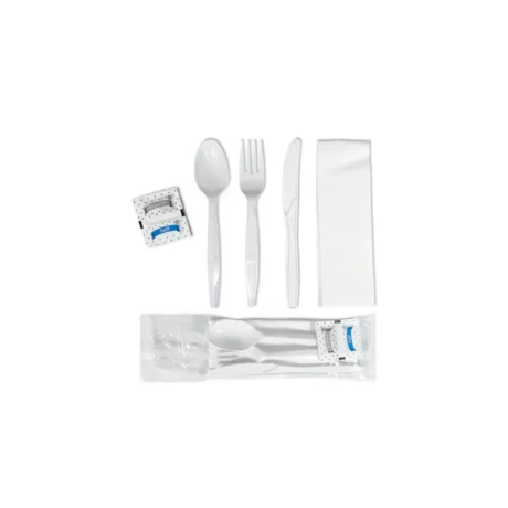 Plastic Individually Wrapped 6-Piece Cutlery Kits - TS/K/F/N/S&P - Medium Weight