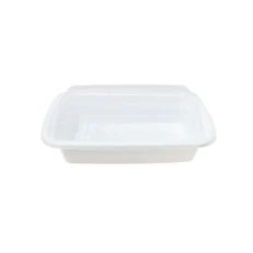 24oz Rectangle Plastic Container Combo – Value+, White, Case - Case [150 Sets]