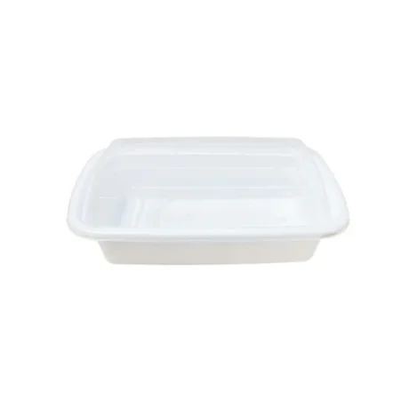 Rectangular T24 White Deep Heavy Duty Container & Clear Lid Combo 24oz